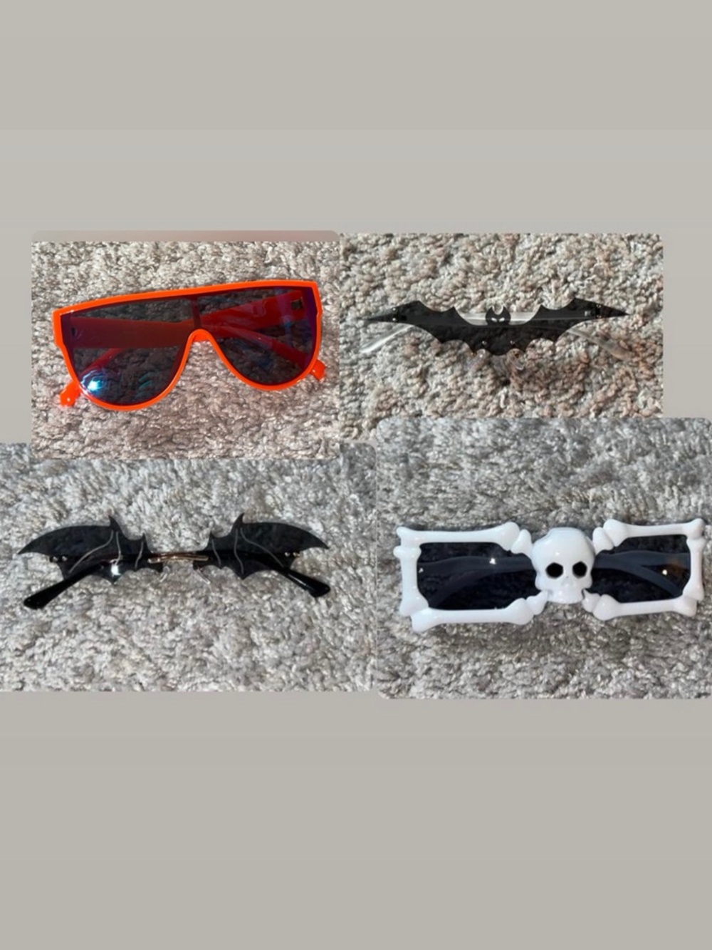 Halloween Sunglasses Set - Orange Frame & Halloween Bat/Skull Clips